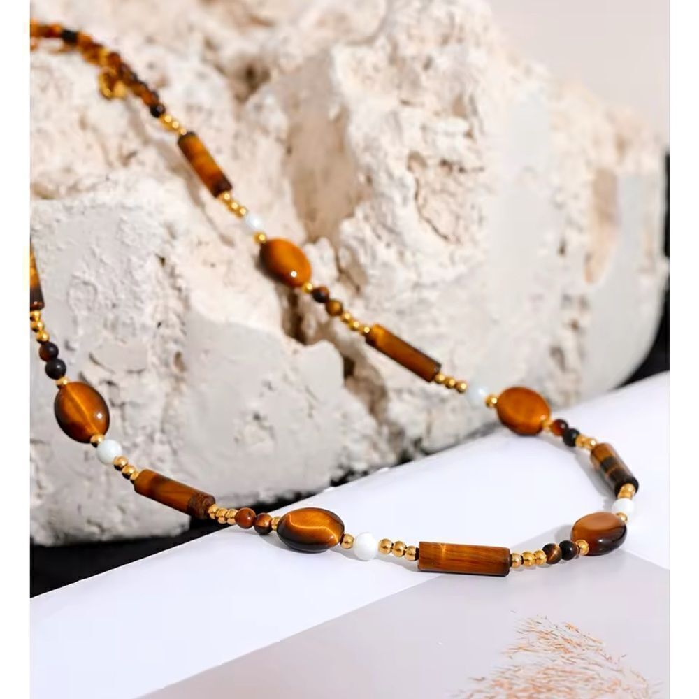 Natural Stone Gold Plated Necklace - Picture 10 of 15